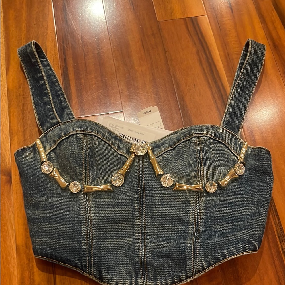 Area Denim Embellished Women's Top